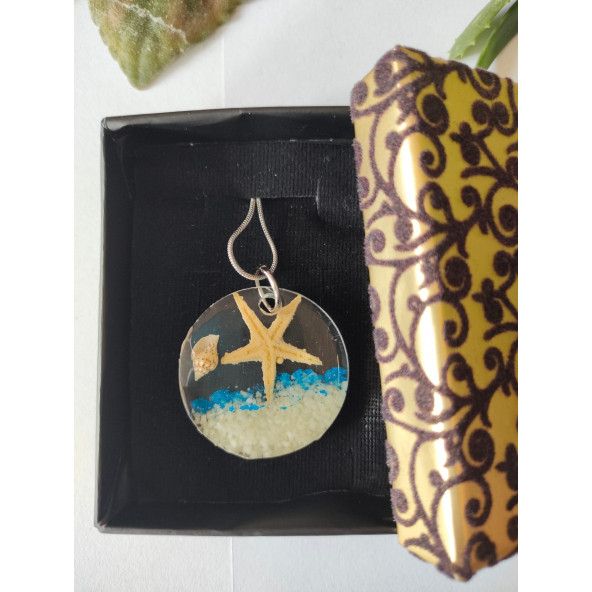 Epoksi Kolye Deniz Yıldızı Deniz Kabuğu Özel Günlerde Hediyelik Özel Tasarım Epoksi Kolye - 3