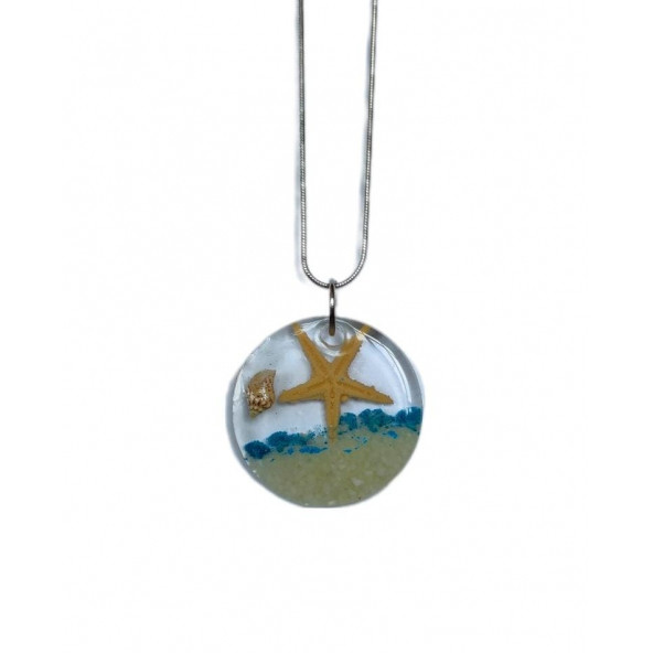 Epoksi Kolye Deniz Yıldızı Deniz Kabuğu Özel Günlerde Hediyelik Özel Tasarım Epoksi Kolye - 4