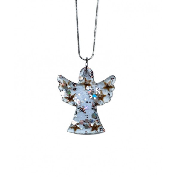 Epoksi Kolye Melek Figürlü Kanatlı Melek Özel Günlerde Hediyelik Özel Tasarım Epoksi Kolye - 4