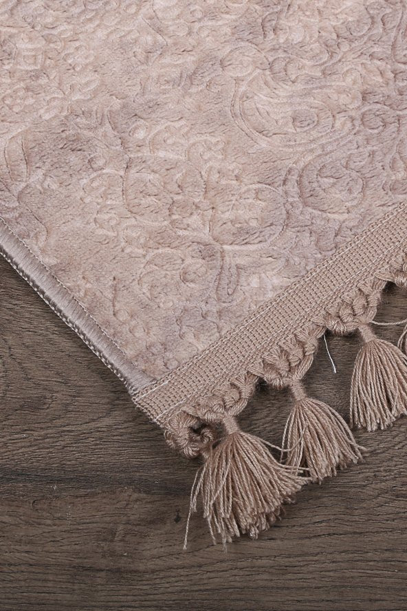 Nova Kahve 60x100 + 50x60 cm 2li Köşeli Ponpon Saçaklı Banyo Halısı Kaymaz Yıkanabilir Paspas Seti - 2