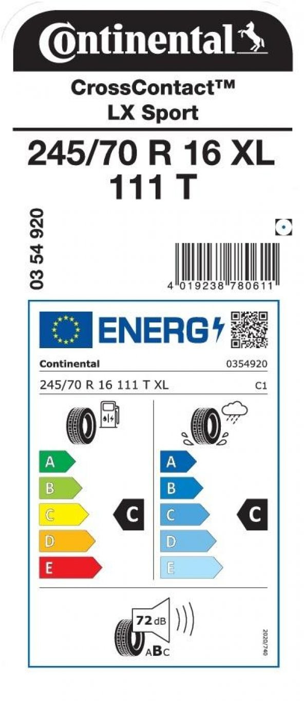 Continental 245/70 R16 111T Xl Crosscontact Lx Sport Suv 4 Mevsim Lastiği Üretim 2023 - Resim 2