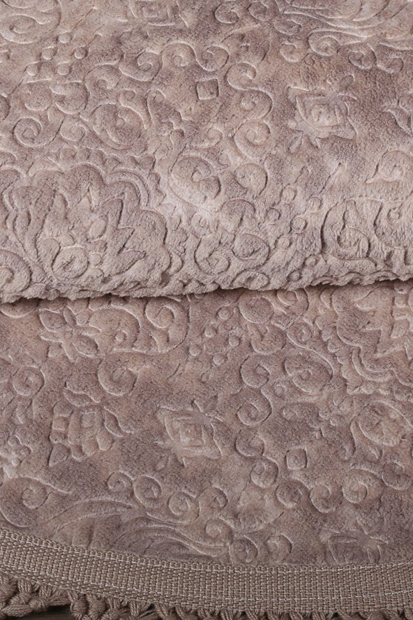 Nova Kahve Yuvarlak 120x120 Cm Ponpon Saçaklı Kaymaz Tabanlı Makinede Yıkanabilir Banyo Paspası - 5