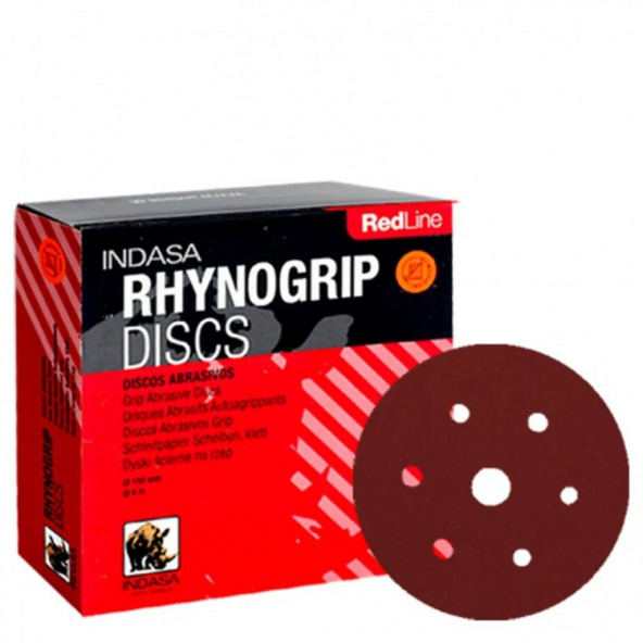 Indasa Rhynogrıp Red Line Disk 150 mm.  6 Delikli Kuru Zımpara 50 Ad.