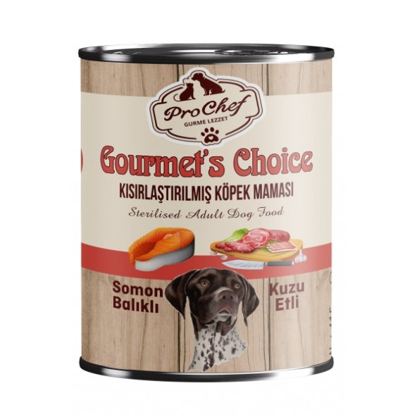 Prochef 24 Adet Gourmet's Choice Kısırlaştırılmış Köpek Maması ( 415 Gr Somon & Kuzu Etli Konserve Yaş Mama )