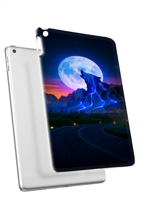 Apple Ipad Air 1  2 Ipad 5.  6. Nesil 9.7 Kılıf Opus 07 Gece ve Kurt Desenli Kılıf Karışık Renkli