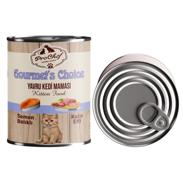 Prochef 24 Adet Gourmet's Choice Yavru Kedi Maması ( 415 Gr Somon Balıklı & Kuzu Etli Konserve Yaş Mama ) - 2