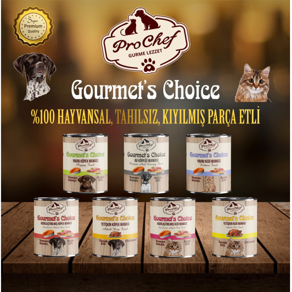 Prochef 24 Adet Gourmet's Choice Yavru Kedi Maması ( 415 Gr Somon Balıklı & Kuzu Etli Konserve Yaş Mama ) - 5