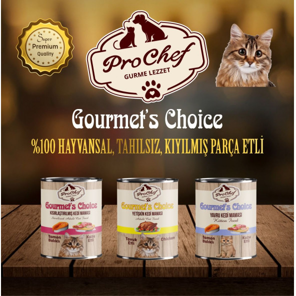 Prochef 24 Adet Gourmet's Choice Tavuklu Kedi Maması ( 415 Gr Tavuk Etli Konserve Yaş Mama ) - 3