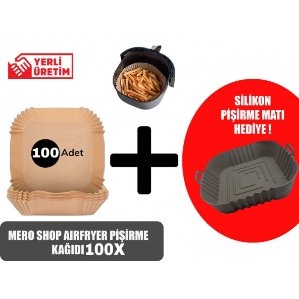 Tüm Air Fritöz Modelleriyle Uyumlu Airfryer Pişirme Kağıdı Xl 100-ADET + Silikon Pişirme Matı Hediye