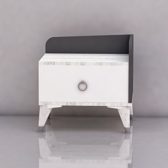 Garaj Home Safir Komodin - Antik Beyaz - 2