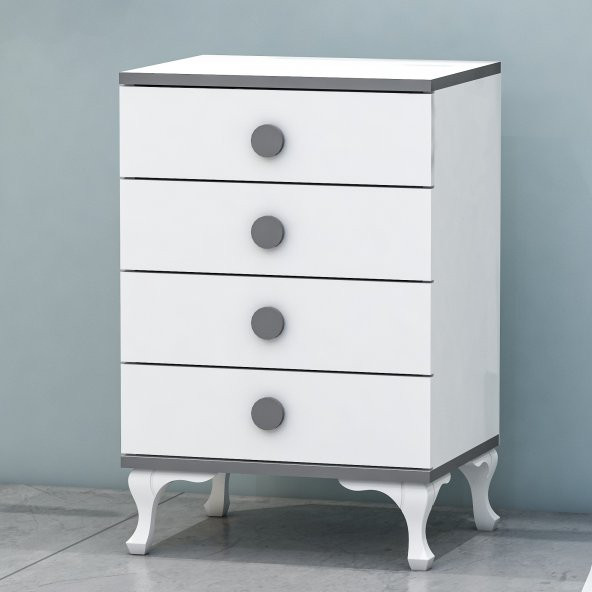 Garaj Home Yıldız 4 Çekmeceli Komodin- Gri - 5