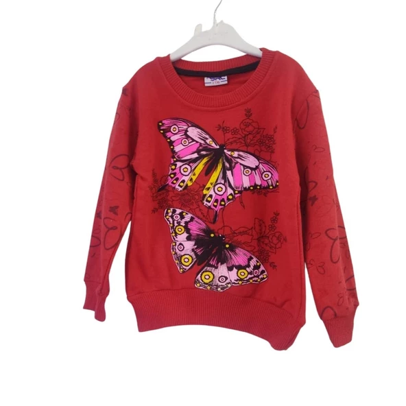 Şardonlu Kelebek Desenli Zarif Kız Çocuk Sweat - Resim 4