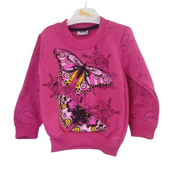 Şardonlu Kelebek Desenli Zarif Kız Çocuk Sweat - Resim 2