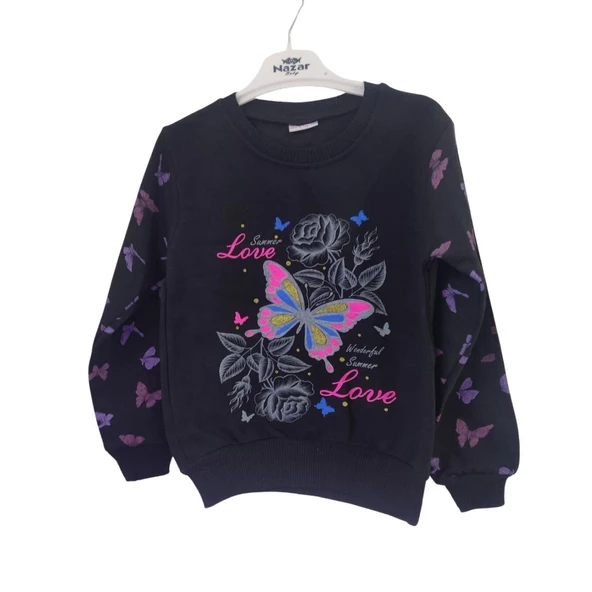 Şardonlu Kelebek Desenli Zarif Kız Çocuk Sweat - Resim 6