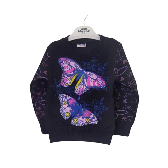 Şardonlu Kelebek Desenli Zarif Kız Çocuk Sweat - Resim 7