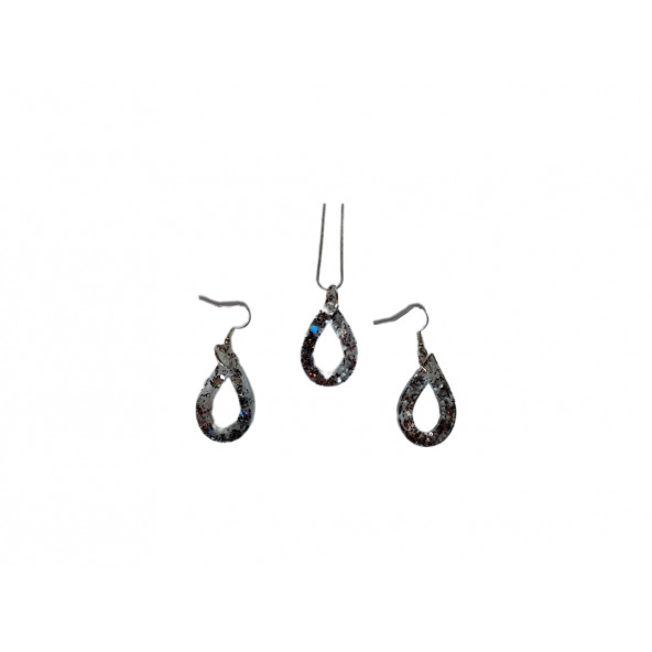 Su Damlası Figürlü Kolye Ve Küpe Takı Seti Özel Günler Hediyelik Kutu Özel Tasarım İle Epoksi Kolye - 3