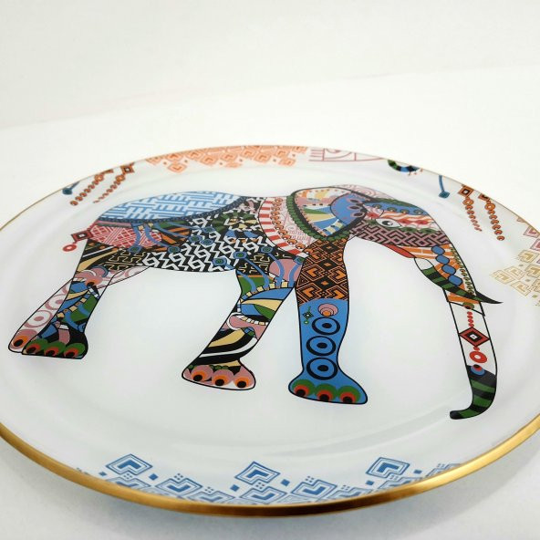 Glore Elephant Altın Yaldızlı Cam Tepsi - 6