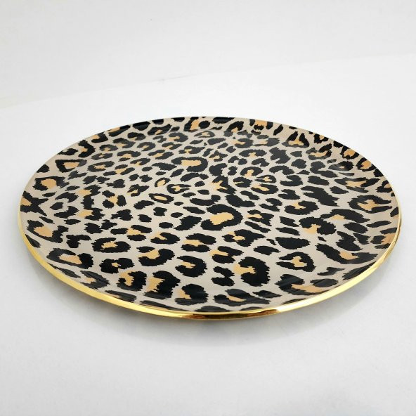 Glore Leopar Somon Altın Yaldızlı Tepsi - 2