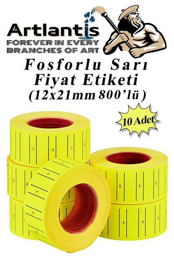 Fiyat Etiketi Sarı 800lü 10 Paket 12x21mm Fosforlu Sarı Fiyat Etiketi Mx-5500 M5500 Hg979 Motex Etiket Makinesi Yedeği