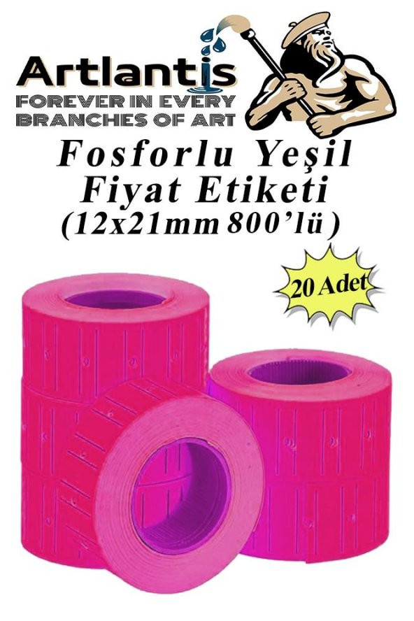 Fiyat Etiketi Pembe 800lü 20 Paket 12x21mm Fosforlu Pembe Fiyat Etiketi Mx-5500 M5500 Hg979 Motex Etiket Makinesi Yedeği
