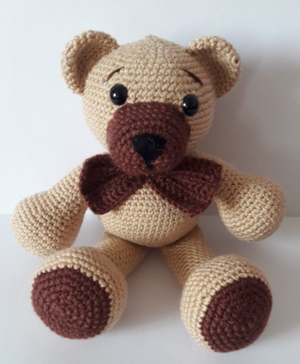 Tombik Papyonlu Ayıcık Amigurumi Organik Oyuncak ürün görseli 1