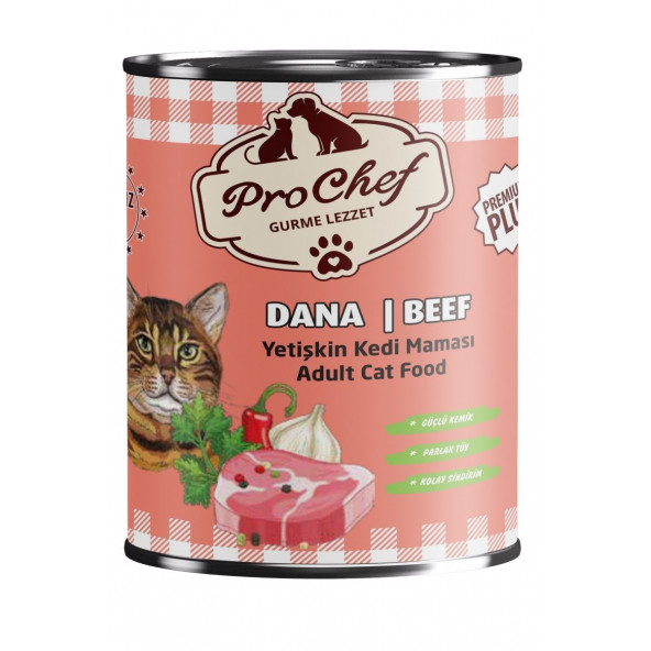 Prochef 24 Adet Premium Plus Yetişkin Kedi Maması ( 415 Gr Dana Etli Konserve Yaş Mama )