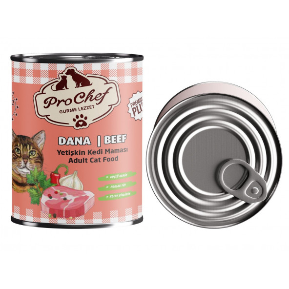 Prochef 24 Adet Premium Plus Yetişkin Kedi Maması ( 415 Gr Dana Etli Konserve Yaş Mama ) - 2