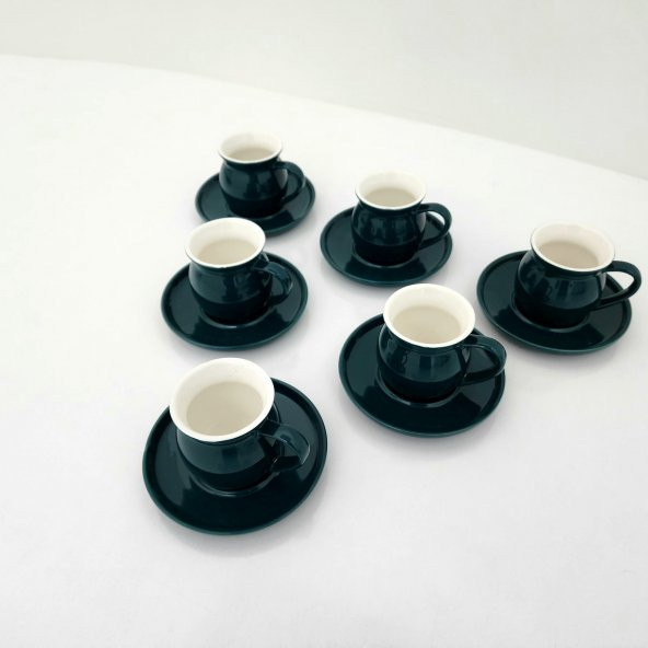 Cooker Porselen Fincan Takımı ( Tombul Yeşil) - 6