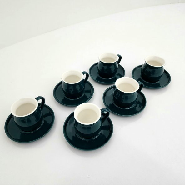 Cooker Porselen Fincan Takımı ( Tombul Yeşil) - 8