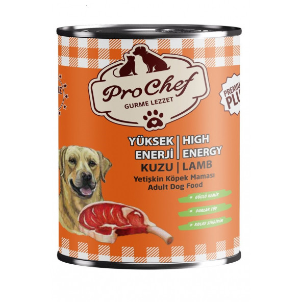 Prochef 24 Adet Premium Plus Yetişkin Yüksek Enerji Köpek Maması ( 415 gr Kuzu Etli Konserve Yaş Mama )