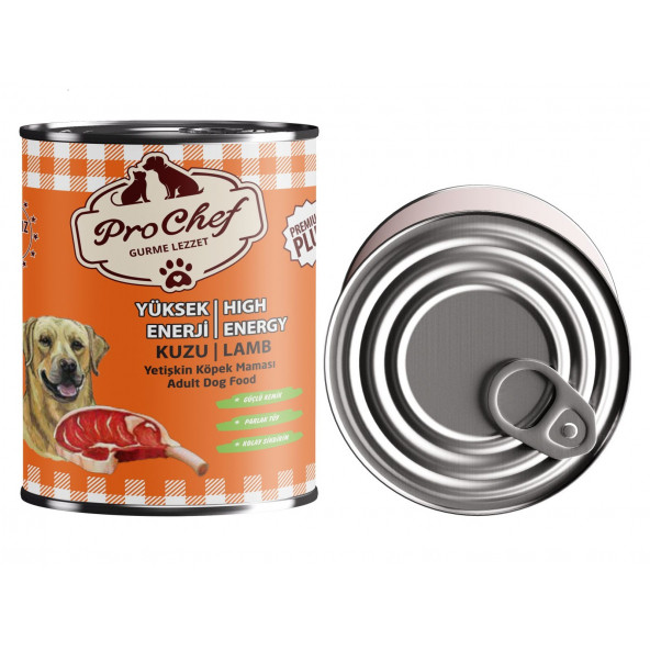 Prochef 24 Adet Premium Plus Yetişkin Yüksek Enerji Köpek Maması ( 415 gr Kuzu Etli Konserve Yaş Mama ) - 2