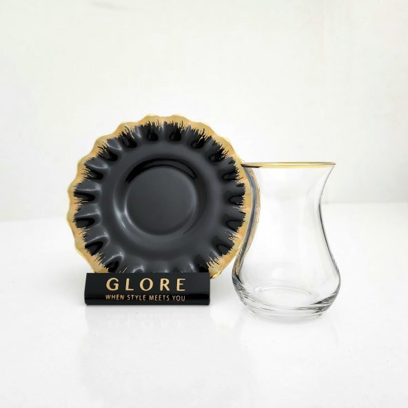 Glore Alba Altın Yaldızlı Çay Bardağı Seti