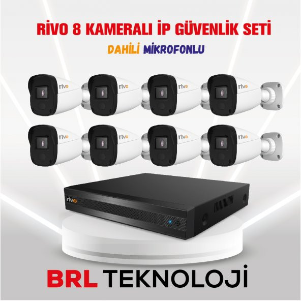 Rivo 8 Kameralı 2 Mp İp Güvenlik Kamera Seti (Dahili Mikrofonlu)