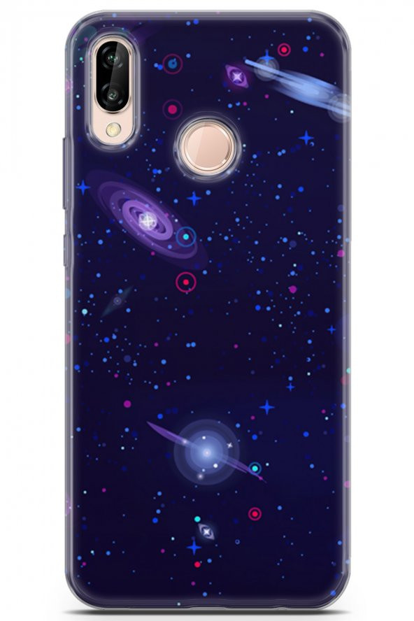 Huawei P20 Lite Kılıf Seri Polka 08 Satürn UranüsBaskılı Kılıf - 1