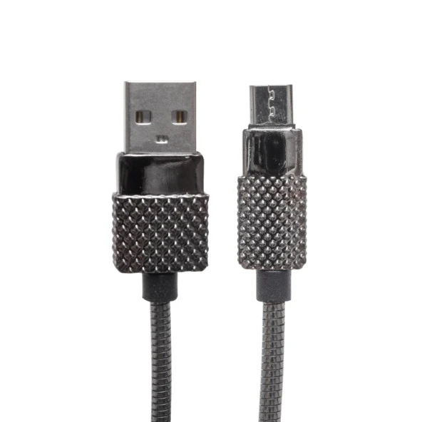 3 AMPER METAL YAYLI MICRO USB DATA VE ŞARJ KABLOSU 1 METRE (K0)
