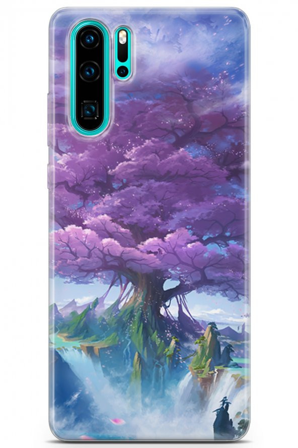 Huawei P30 Pro Kılıf Seri Polka 21 Pembe AğaçDarbe Önleyici Kapak