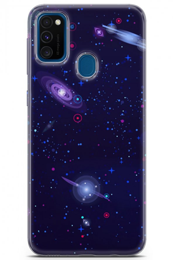 Samsung Galaxy M30s Kılıf Seri Polka 08 Satürn UranüsBaskılı Kılıf