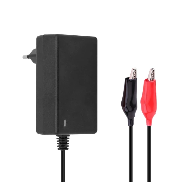 Weko 7.2 Volt - 1 Amper Krokodil Uçlu Priz Tip Kırmızı Yeşil Ledli Yerli Üretim Akü Şarj Adaptörü Out:6v1a - 2