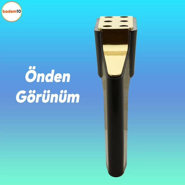 Logan 6'lı Set Mobilya Tv Ünitesi Konsol Koltuk Kanepe Destek Ayağı 19 Cm Siyah Altın Ayakları M8 - Resim 8