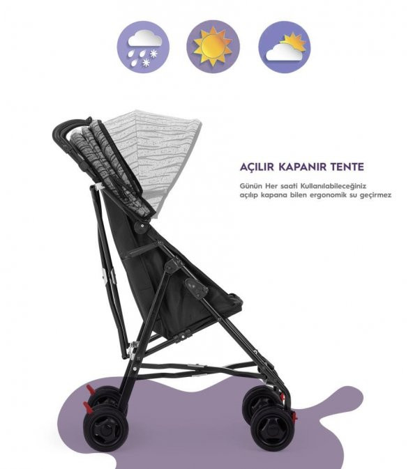 Moony Baby MB108 Stork Baston Bebek Arabası Puset Bordo - 4