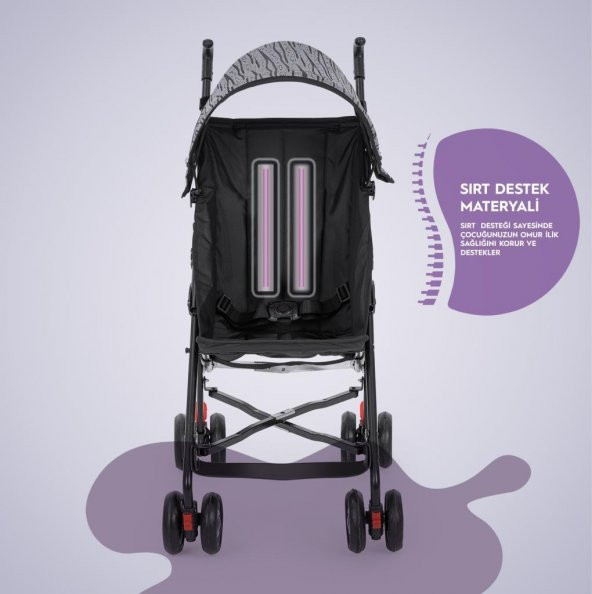 Moony Baby MB108 Stork Baston Bebek Arabası Puset Bordo - 5