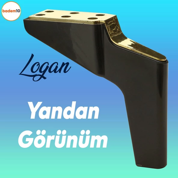 Logan 6'lı Set Mobilya Tv Ünitesi Konsol Koltuk Kanepe Destek Ayağı 19 Cm Siyah Altın Ayakları M8 - Resim 4