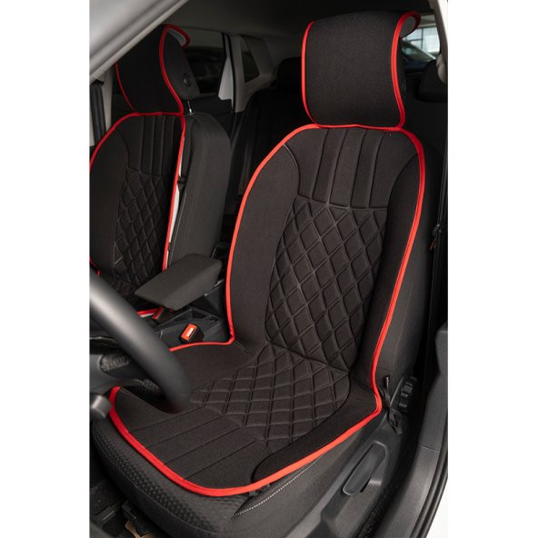 Space Elegance 2li Koltuk Kılıfı Set Minder Siyah-Kırmızı  KLMNY536 PREMİUM