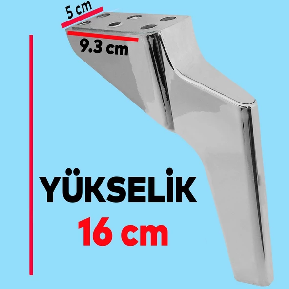 Logan 6'lı Set Mobilya Tv Ünitesi Çekyat Koltuk Kanepe Destek Ayağı 16 Cm Krom Ayakları M8 Civatalı - 2