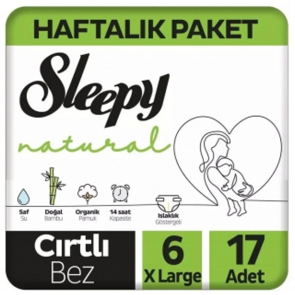 Sleepy Natural 6 Numara X Large 17'li Bebek Bezi