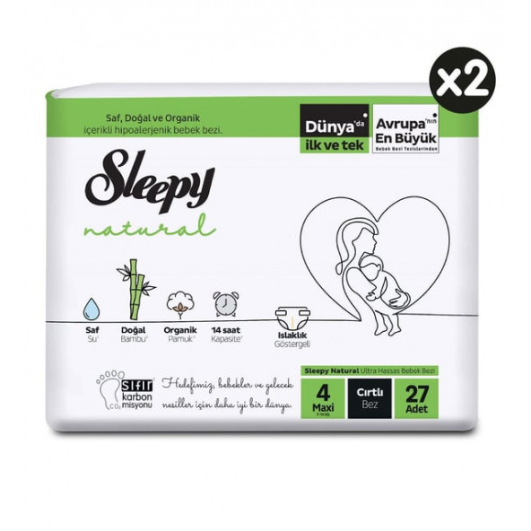 Sleepy Natural 4 Numara Maxi 54'lü Bebek Bezi