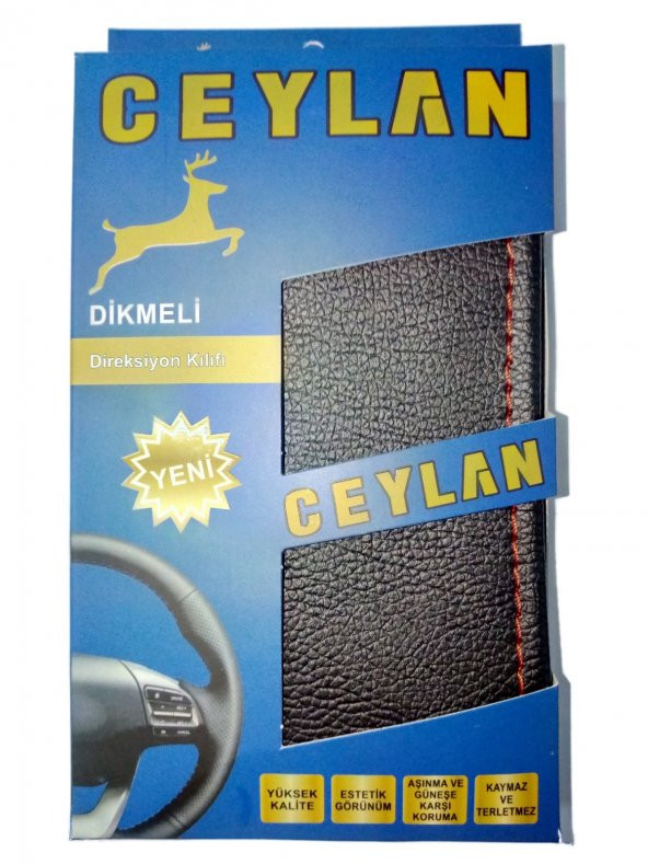 OTO DİREKSİYON KILIFI KIRMIZI DİKİSLİ ürün görseli 1