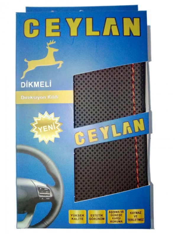 OTO DİREKSİYON KILIFI NOKTALI KIRMIZI DİKİŞLİ