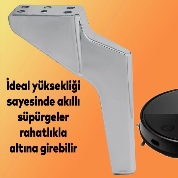 Logan 6'lı Set Mobilya Tv Ünitesi Konsol Koltuk Kanepe Destek Ayağı 19 Cm Krom Ayakları M8 Civatalı - Resim 6