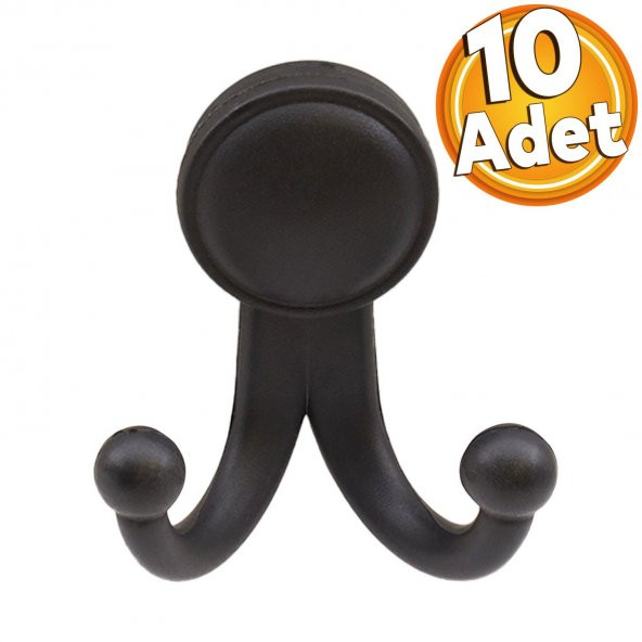 Karataş Askılık Vestiyer Duvar Askısı Dolap Elbise Askılığı Sert Plastik Siyah Askı Elemanı 10 ADET